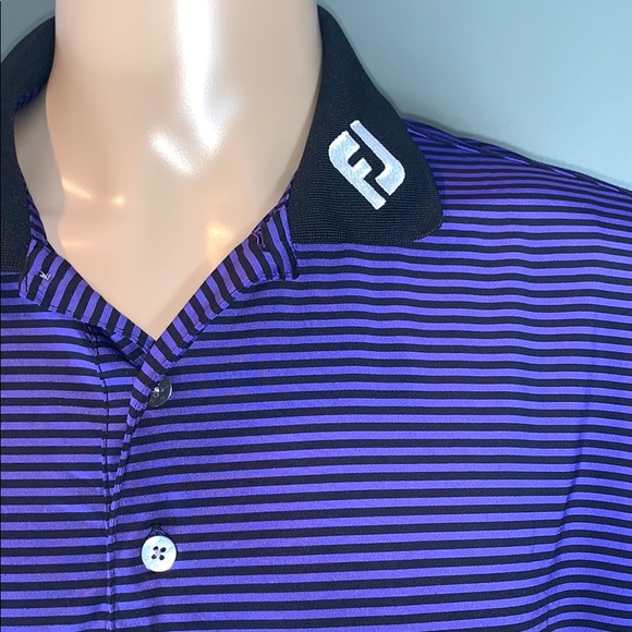 FootJoy Mens Purple Stripe Performance Polo SZ.L - Picture 2 of 5